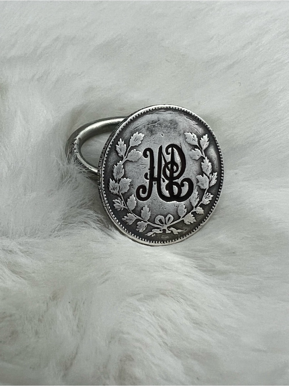 Antique Sterling Silver King George V Coin Wax Seal Stamp Monogram JH